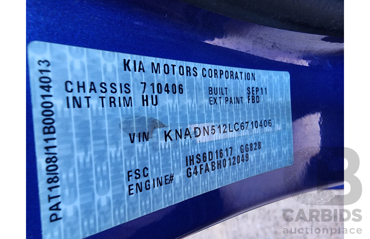 10/2011 Kia RIO S UB 5d Hatchback Blue 1.4L