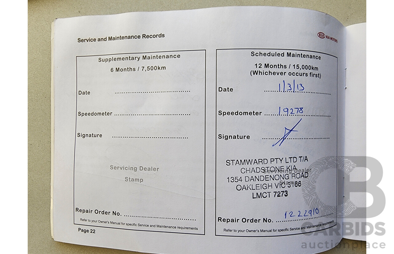 10/2011 Kia RIO S UB 5d Hatchback Blue 1.4L