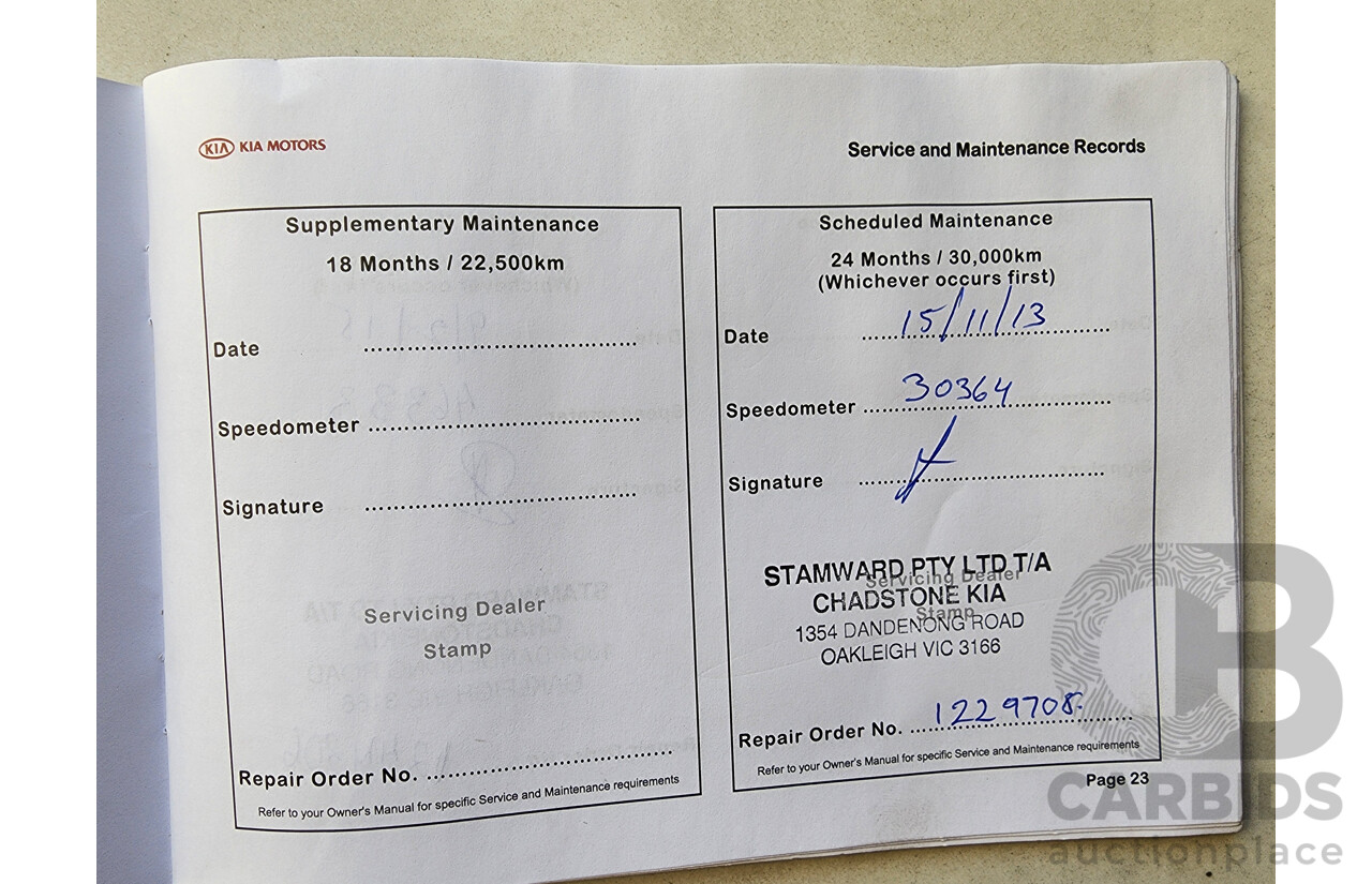 10/2011 Kia RIO S UB 5d Hatchback Blue 1.4L