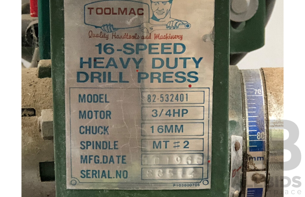 Toolmac 16 Speed Electric Pedestal Drill Press