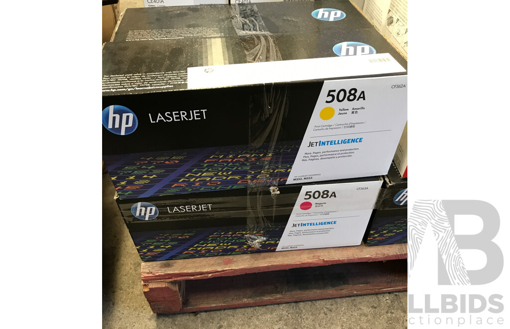 Pallet Lot of Assorted Printer Toners and Cartridges From HP, Canon, and Lexmark