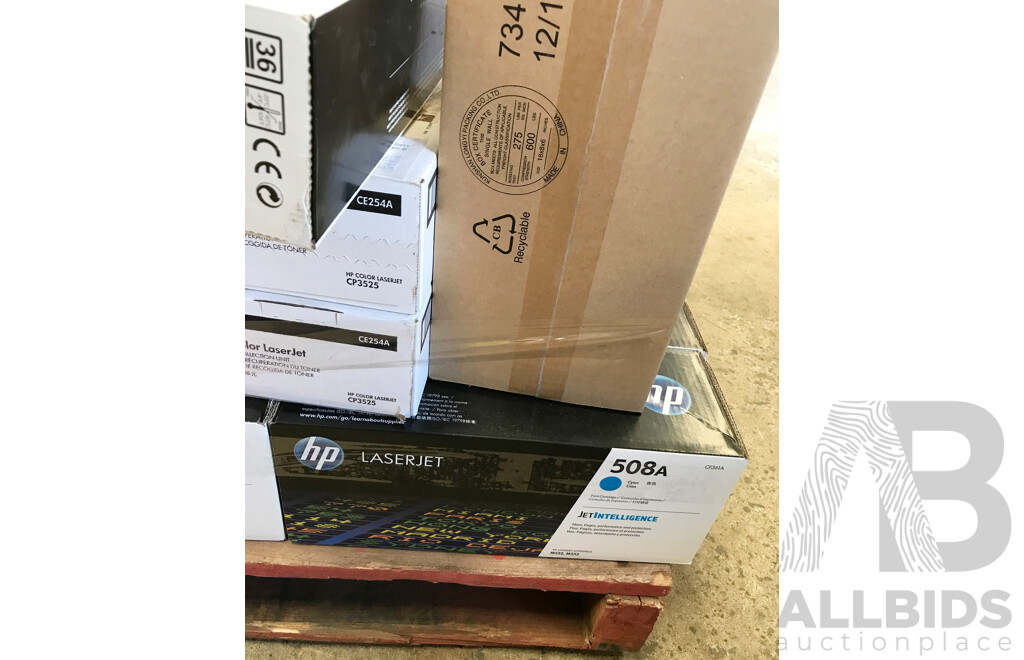 Pallet Lot of Assorted Printer Toners and Cartridges From HP, Canon, and Lexmark