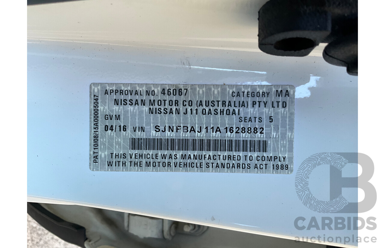 4/2016 Nissan Qashqai TI (4x2) J11 4d Wagon White 2.0L