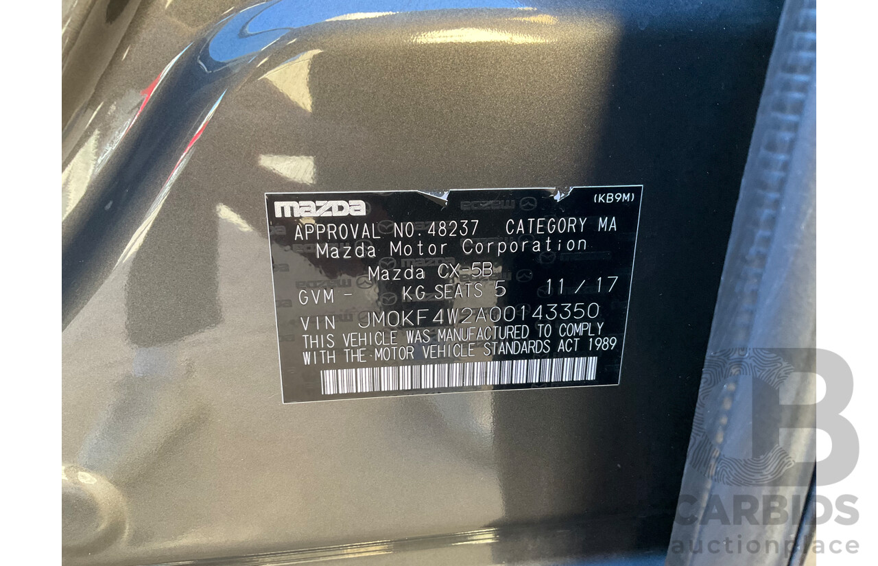 12/2017 Mazda CX-5 Akera (AWD) MY17.5 (KF Series II) 4d Wagon Grey Turbo Diesel 2.2L