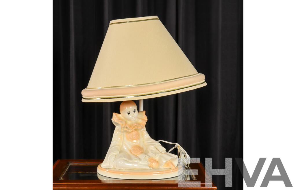 Vintage Glazed Ceramic Clown Form Table Lamp