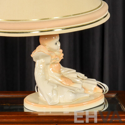 Vintage Glazed Ceramic Clown Form Table Lamp