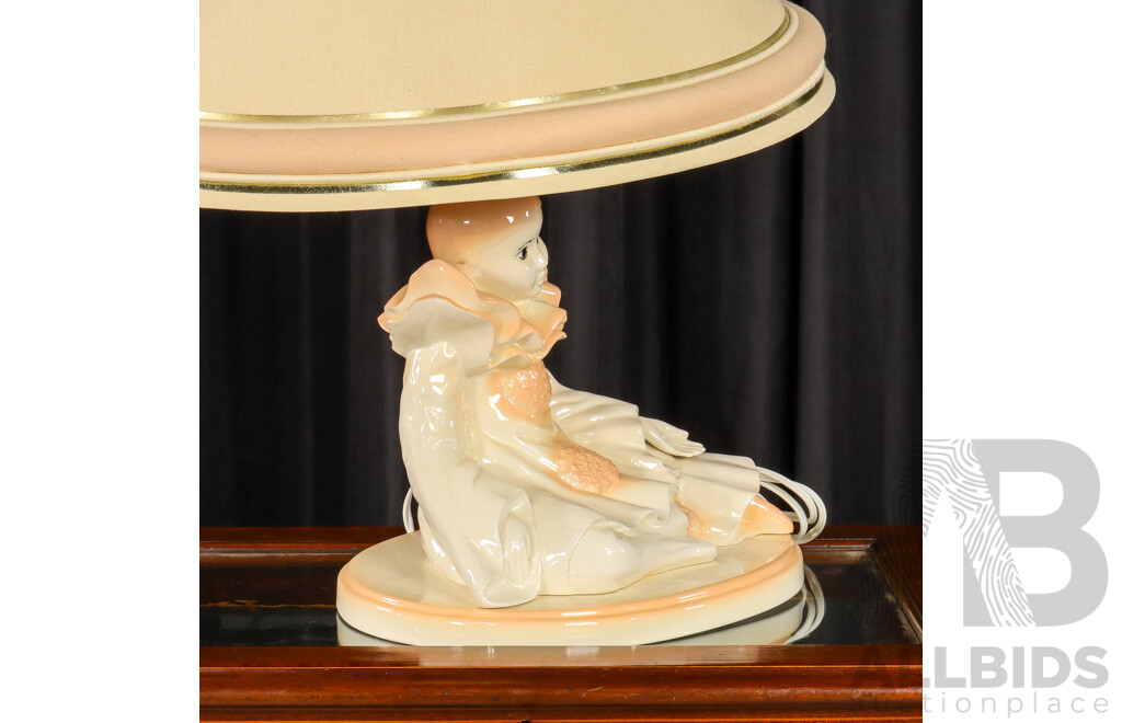 Vintage Glazed Ceramic Clown Form Table Lamp