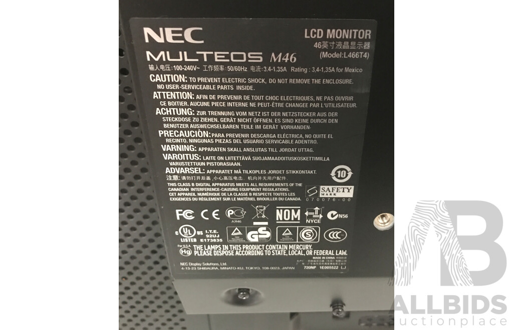 NEC Multeos M46 46 Inch LCD Monitor