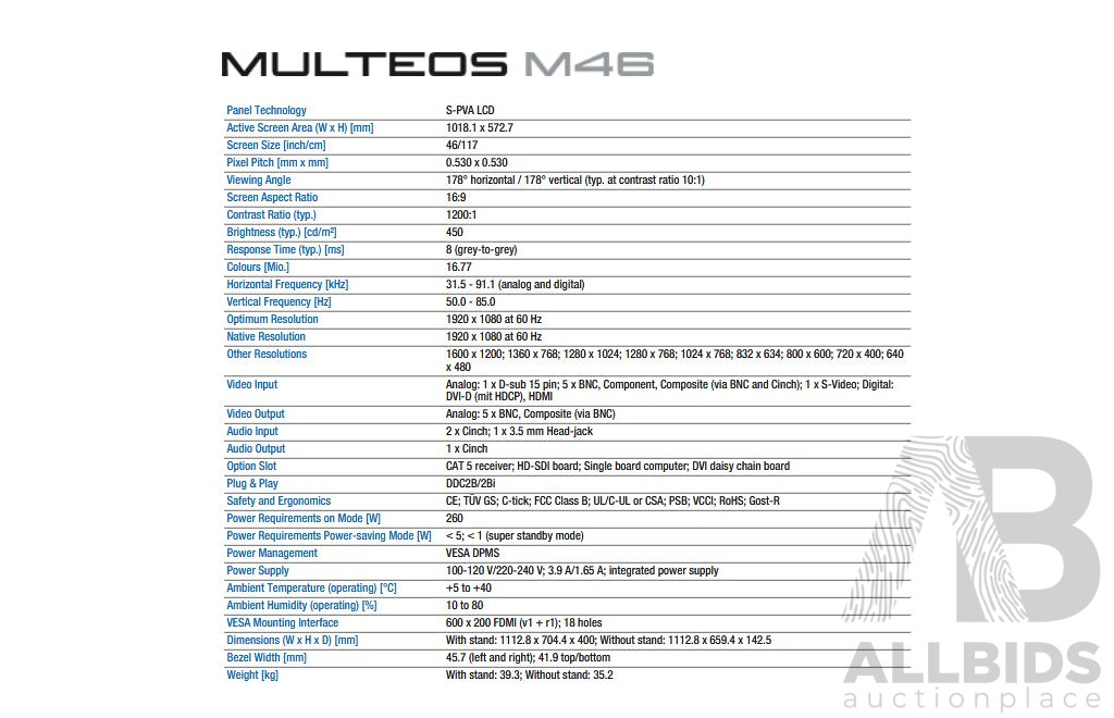 NEC Multeos M46 46 Inch LCD Monitor
