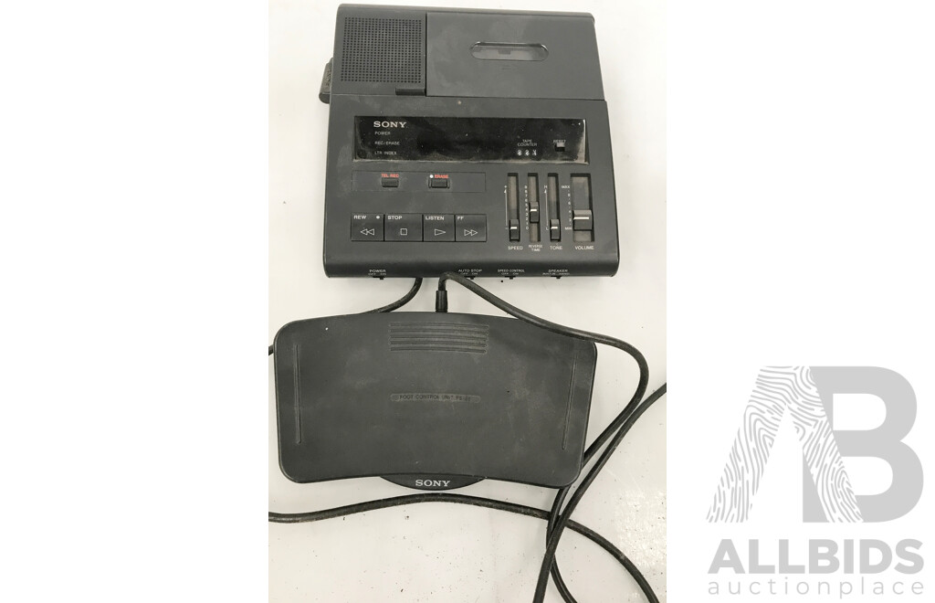 Sony (BI-85) Cassette Transcriber with Foot Pedal,  Sony (WM-D6C) Walkman Professional Cassette Recorder, and Other Equipment