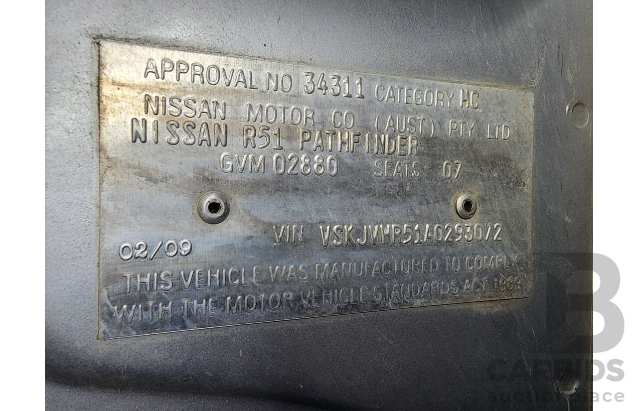 2/2009 Nissan Pathfinder ST (4x4) R51 08 UPGRADE 4d Wagon Silver 2.5L