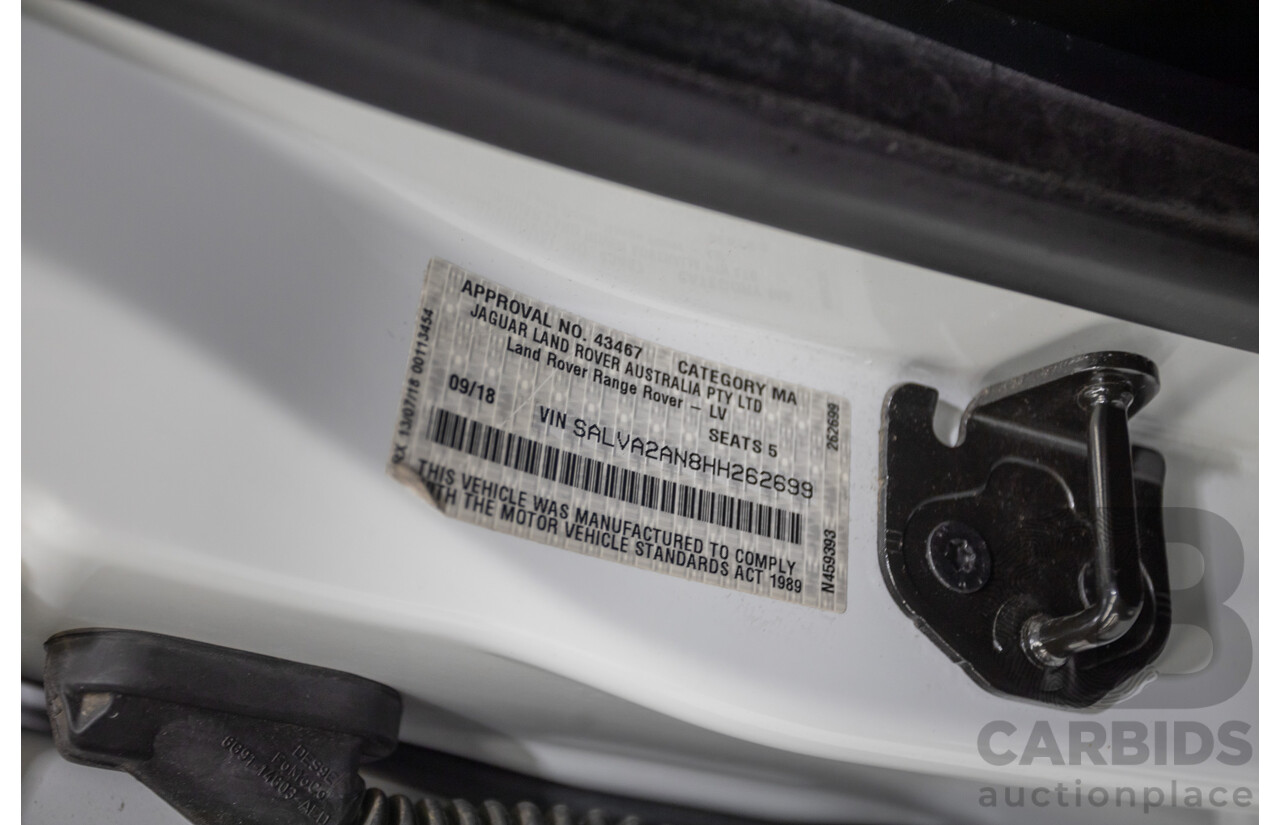 9/2018 Range Rover Evoque TD4 180 HSE Dynamic (AWD) LV MY17 5D Wagon Fuji White Turbo Diesel 2.0L