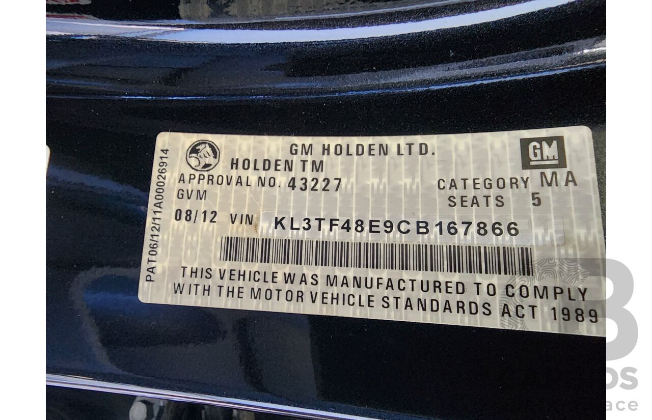 8/2012 Holden Barina  TM 5d Hatchback Black 1.6L