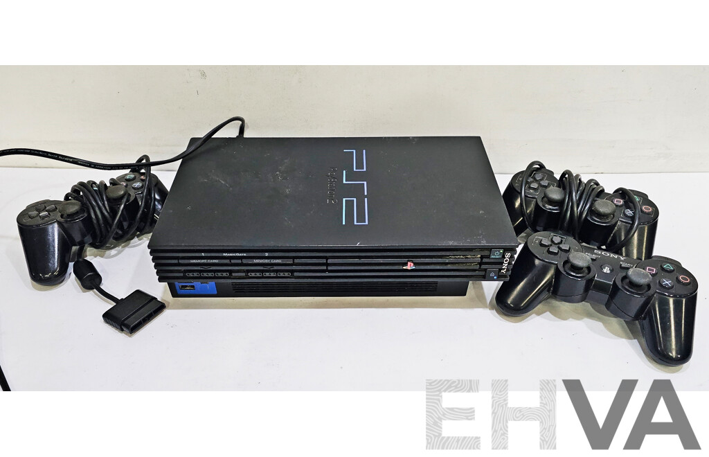 Sony Playstation 2 Video Game Console W/ 3x Controllers & Cables