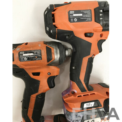 AEG Corded Drill Set with Charger and Batteries