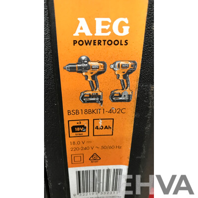 AEG Corded Drill Set with Charger and Batteries