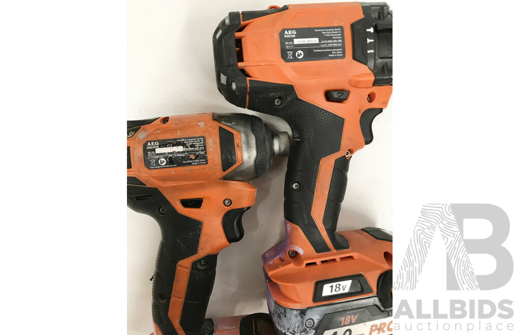 AEG Corded Drill Set with Charger and Batteries