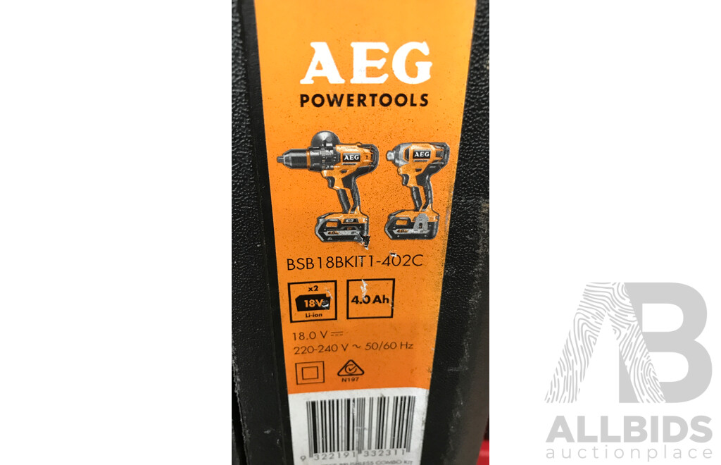 AEG Corded Drill Set with Charger and Batteries