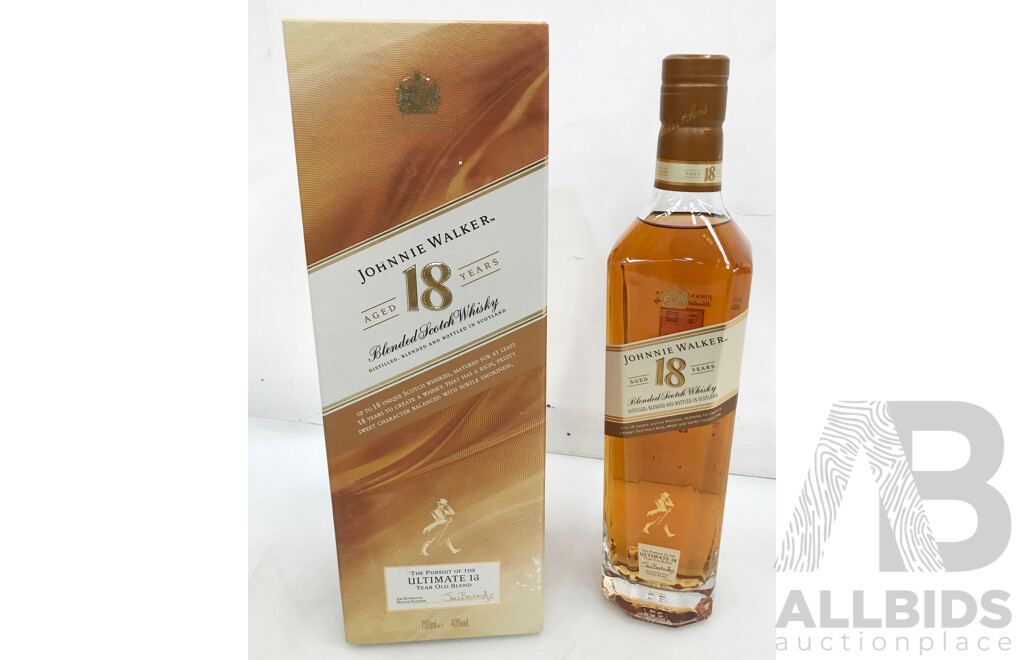 700ml Bottle of Johnnie Walker 18 Year Old Blended Scotch Whisky
