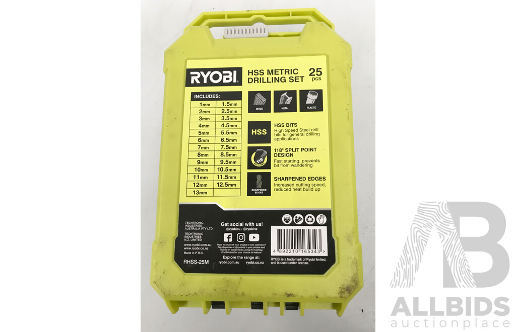 Ryobi 25 Piece HSS Metric Drilling Set