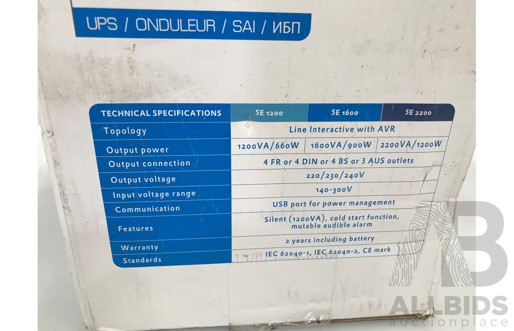 Eaton 5E 1600 Line Interactive UPS Tower