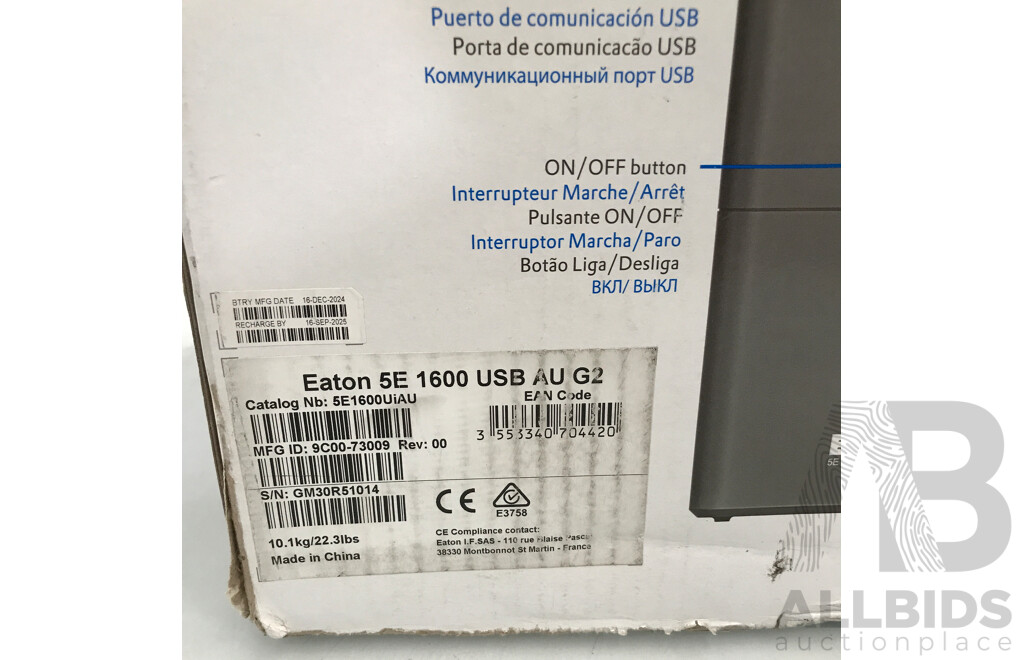 Eaton 5E 1600 Line Interactive UPS Tower