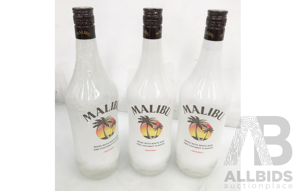 1L Bottles of Malibu Classic Caribbean Rum - Lot of 3