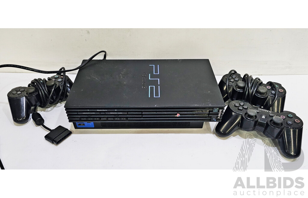 Sony Playstation 2 Video Game Console W/ 3x Controllers & Cables