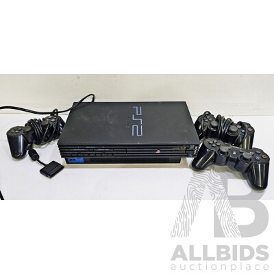 Sony Playstation 2 Video Game Console W/ 3x Controllers & Cables