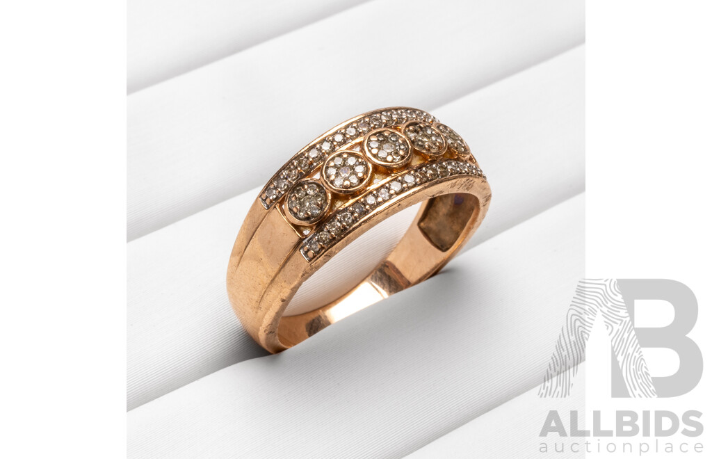 9ct Rose Gold and Diamond Ring - Size P
