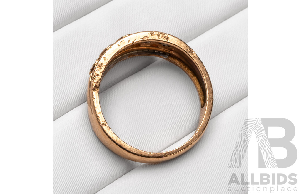 9ct Rose Gold and Diamond Ring - Size P