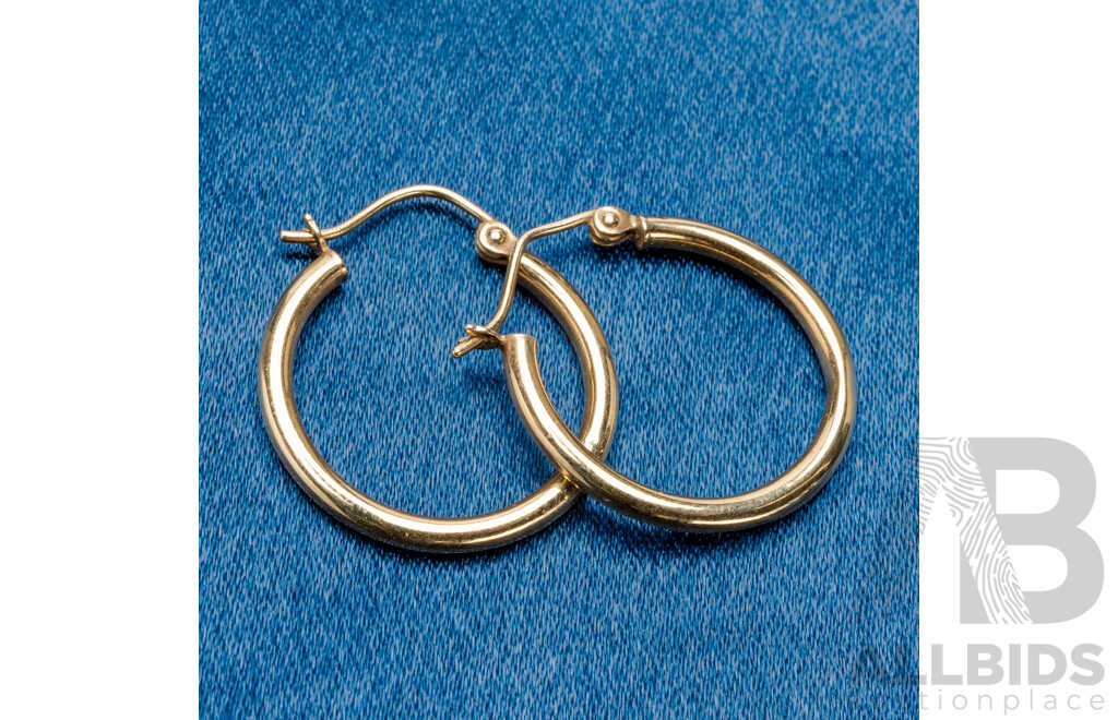 9ct Yellow Gold Hoop Earrings - 0.87gms
