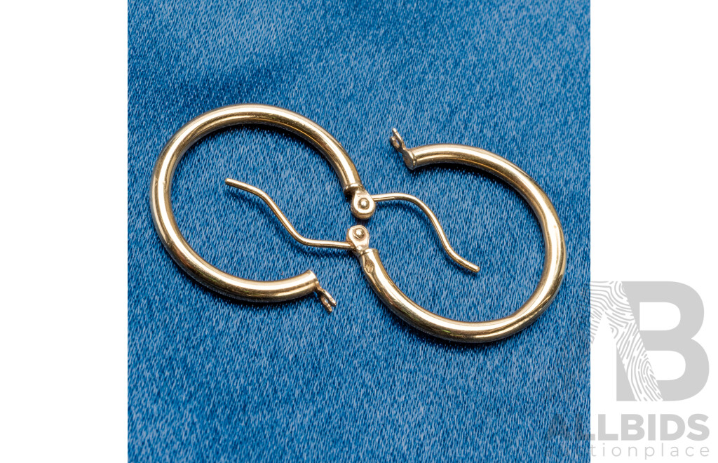 9ct Yellow Gold Hoop Earrings - 0.87gms