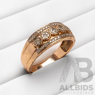 9ct Rose Gold and Diamond Ring - Size P