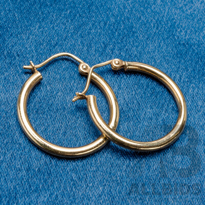 9ct Yellow Gold Hoop Earrings - 0.87gms