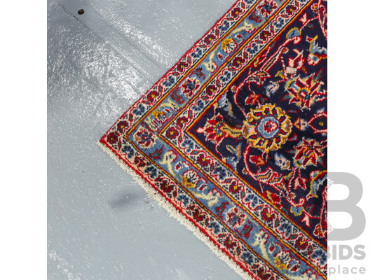 Large Hand Knotted Persian Kashan Rug