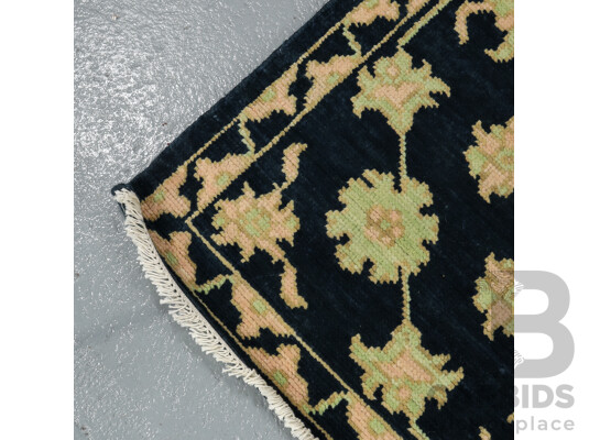 Large Hand Knotted Navy Oushak Rug