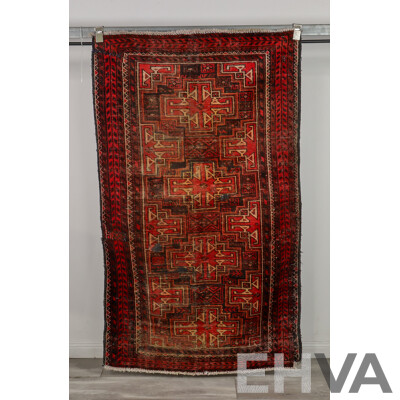 Hand Knotted Threadbare Afghan Rug