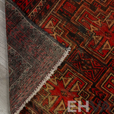 Hand Knotted Threadbare Afghan Rug