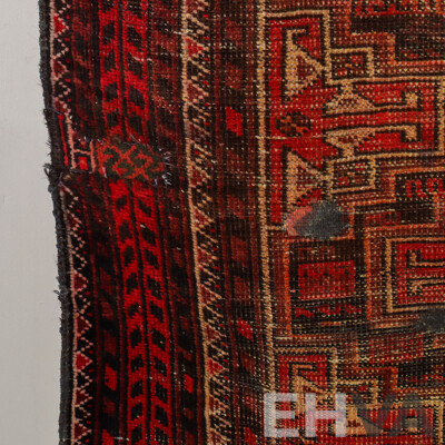 Hand Knotted Threadbare Afghan Rug