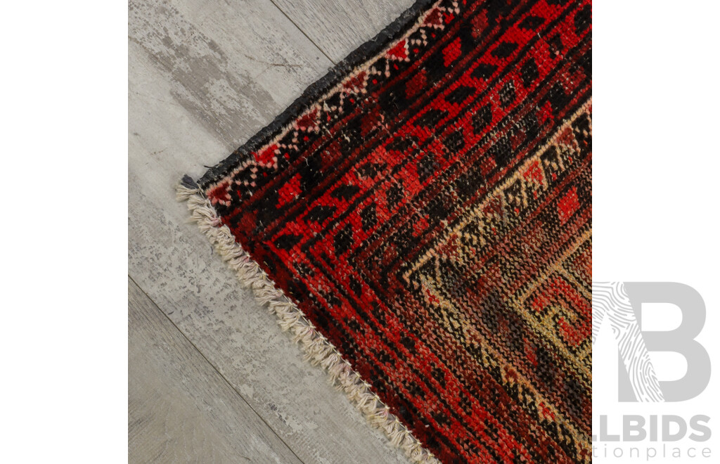 Hand Knotted Threadbare Afghan Rug
