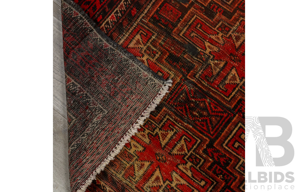 Hand Knotted Threadbare Afghan Rug