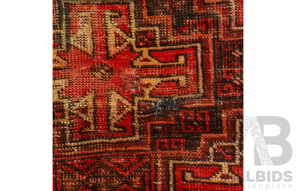 Hand Knotted Threadbare Afghan Rug