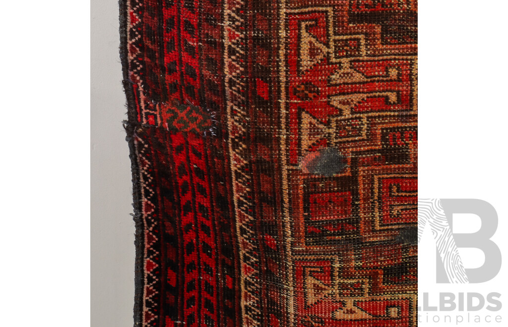 Hand Knotted Threadbare Afghan Rug