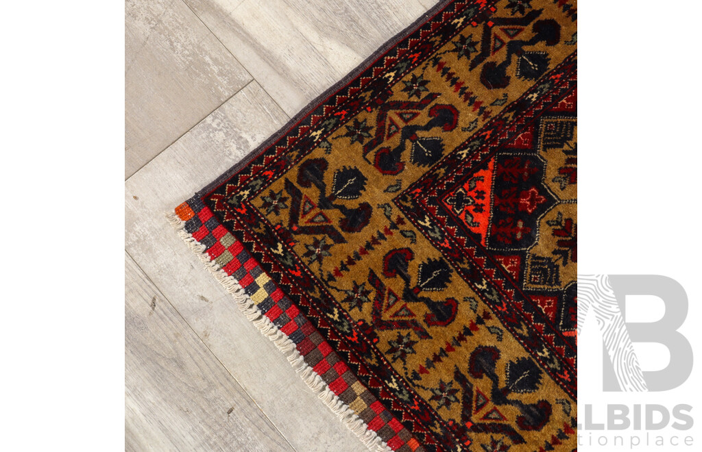 Hand Knotted Afghan Turkmen Runner Rug