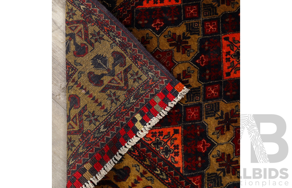 Hand Knotted Afghan Turkmen Runner Rug