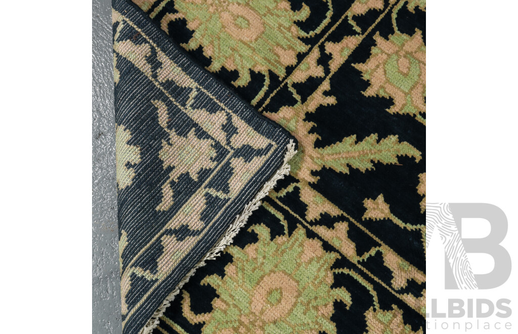 Large Hand Knotted Navy Oushak Rug