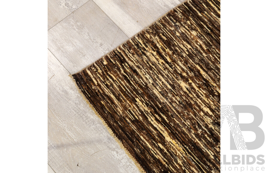 Hand Knotted Striped Runner Rug