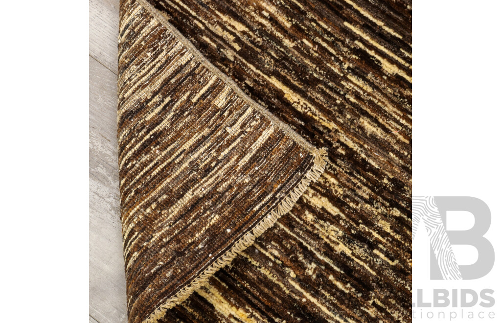 Hand Knotted Striped Runner Rug