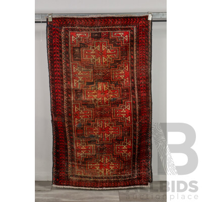 Hand Knotted Threadbare Afghan Rug